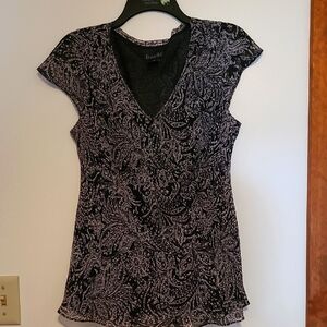 Rafaella 2 Pc Top & Skirt In Black & White Print SZ 10